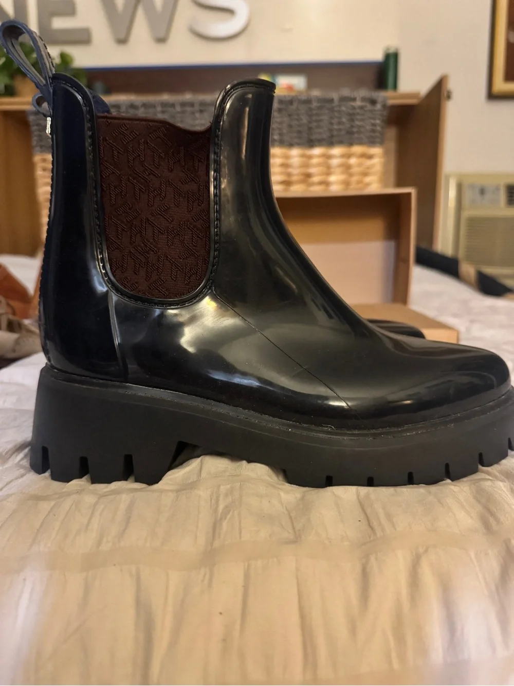 Michael Kors Glossy Black Chelsea Rain Booties